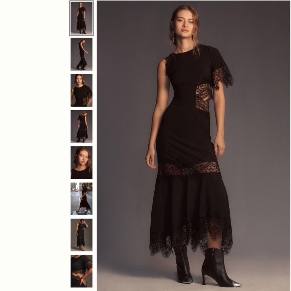 Anthropologie Hutch Asymmetrical Lace Mix Slip Dress